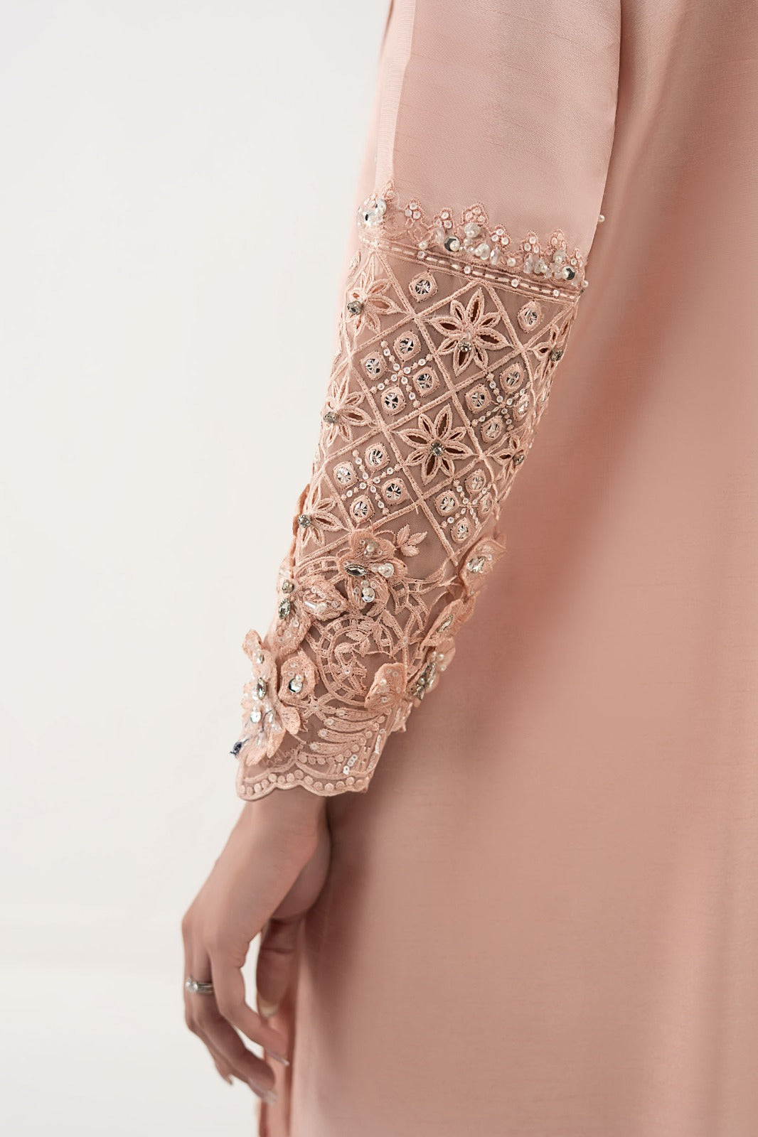 3 Piece Embroidered Raw Silk Suit