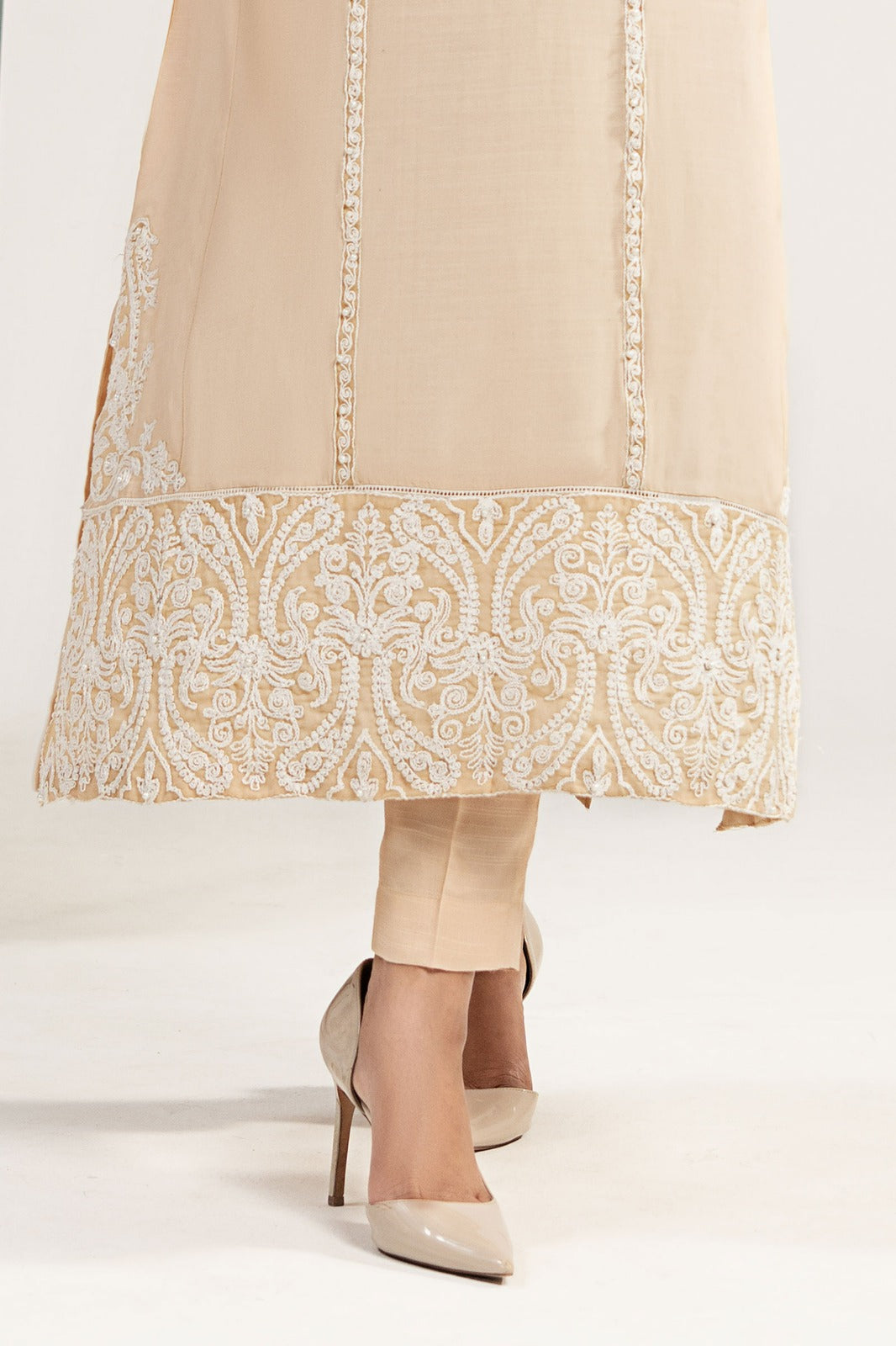 2 Piece Embroidered Raw Silk Suit