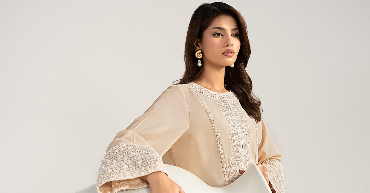 2 Piece Embroidered Raw Silk Suit