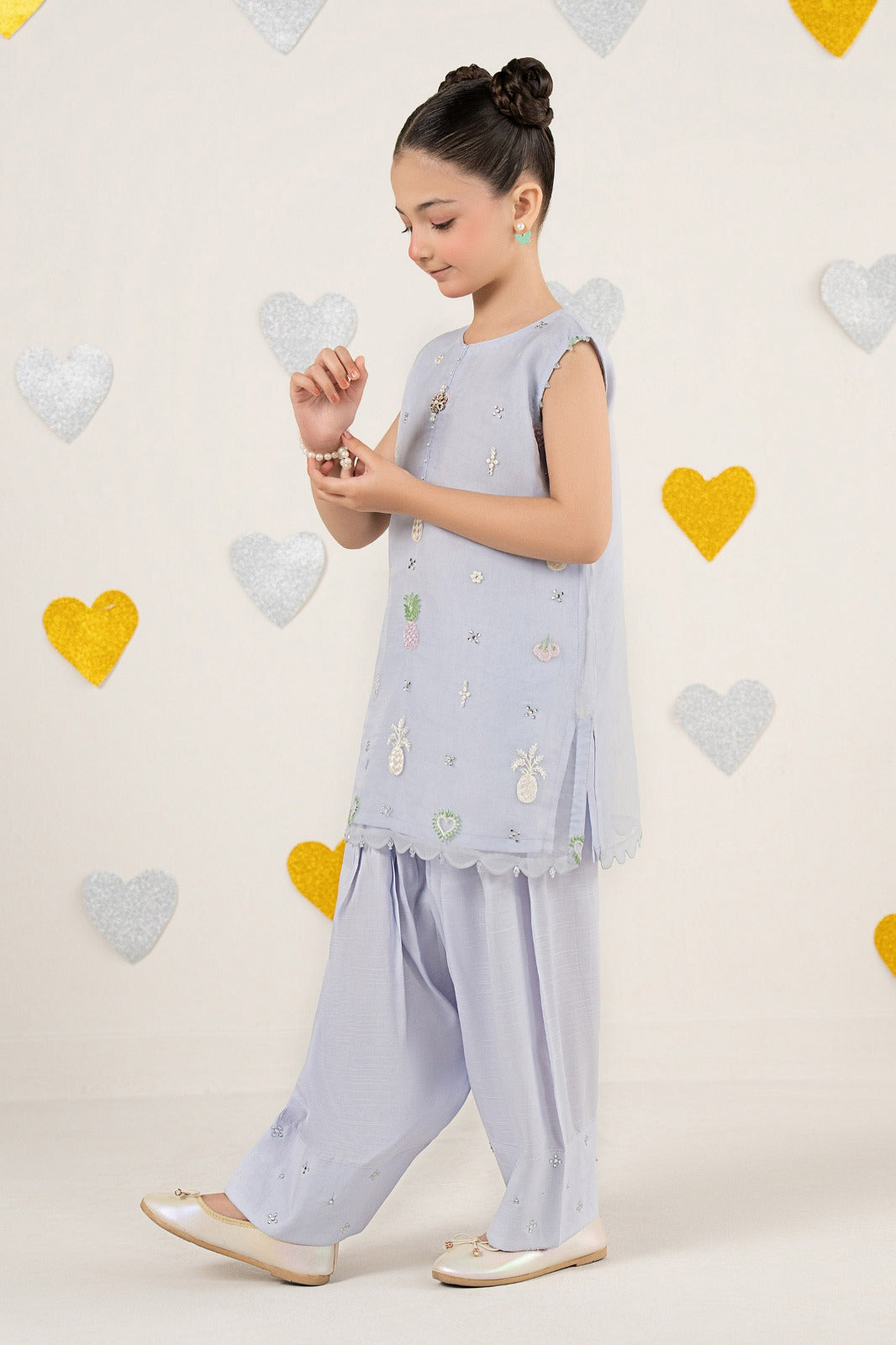 2 Piece Embroidered Organza Suit