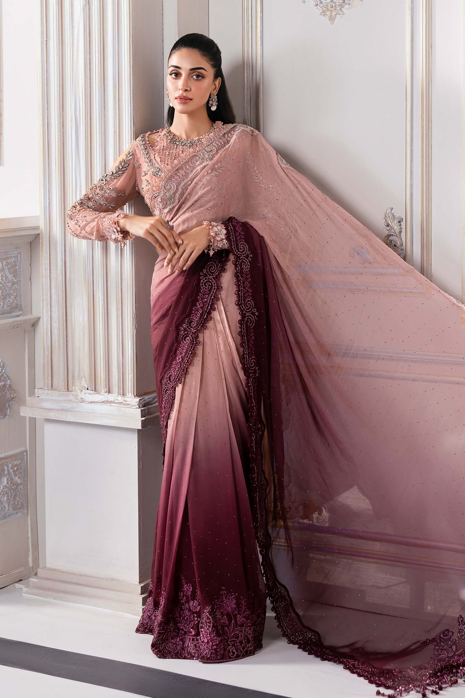 Video preview - Unstitched Embroidered Chiffon Saree | BD-3001