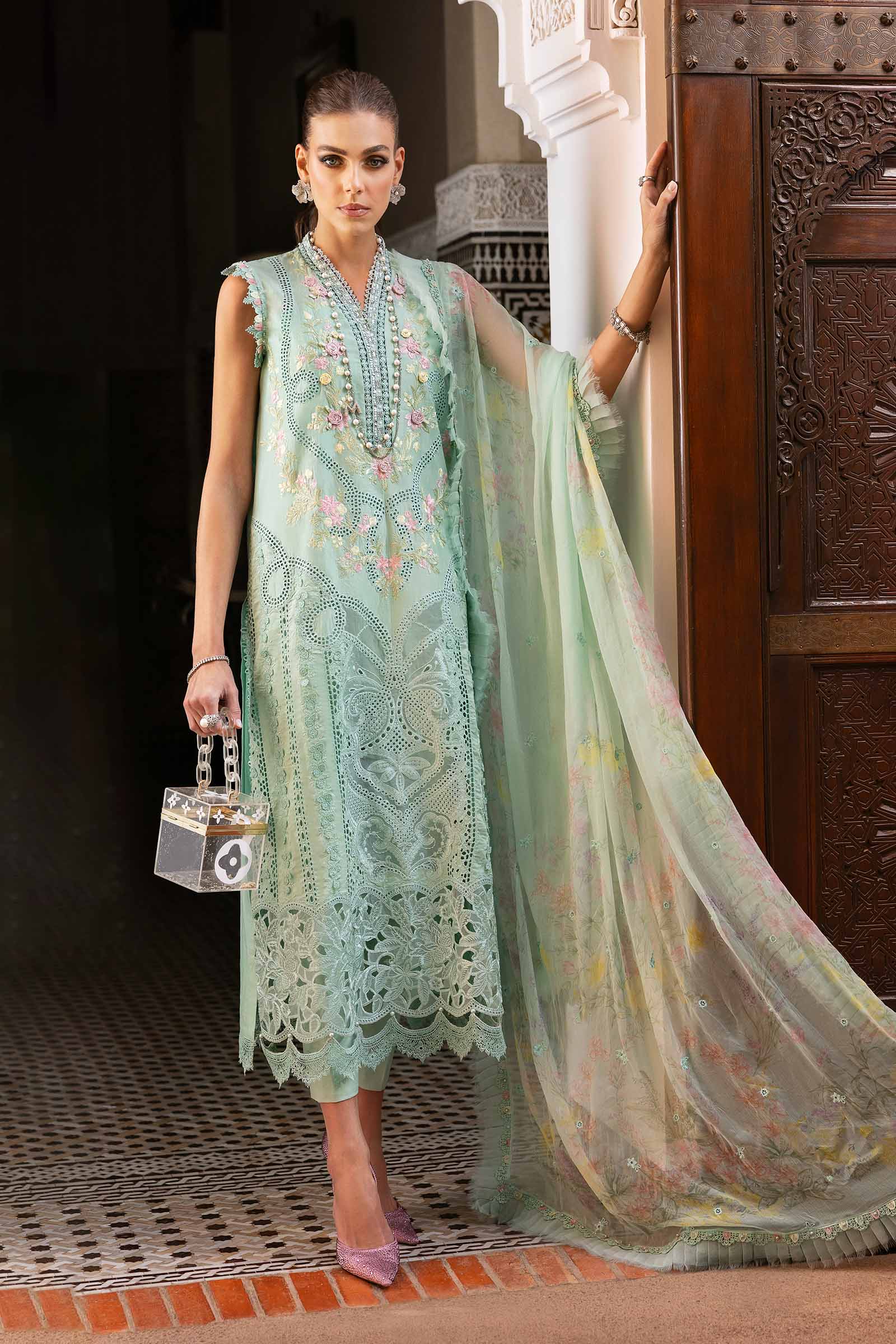 Video preview - 3 Piece Unstitched Embroidered Lawn Suit | D-2514-A