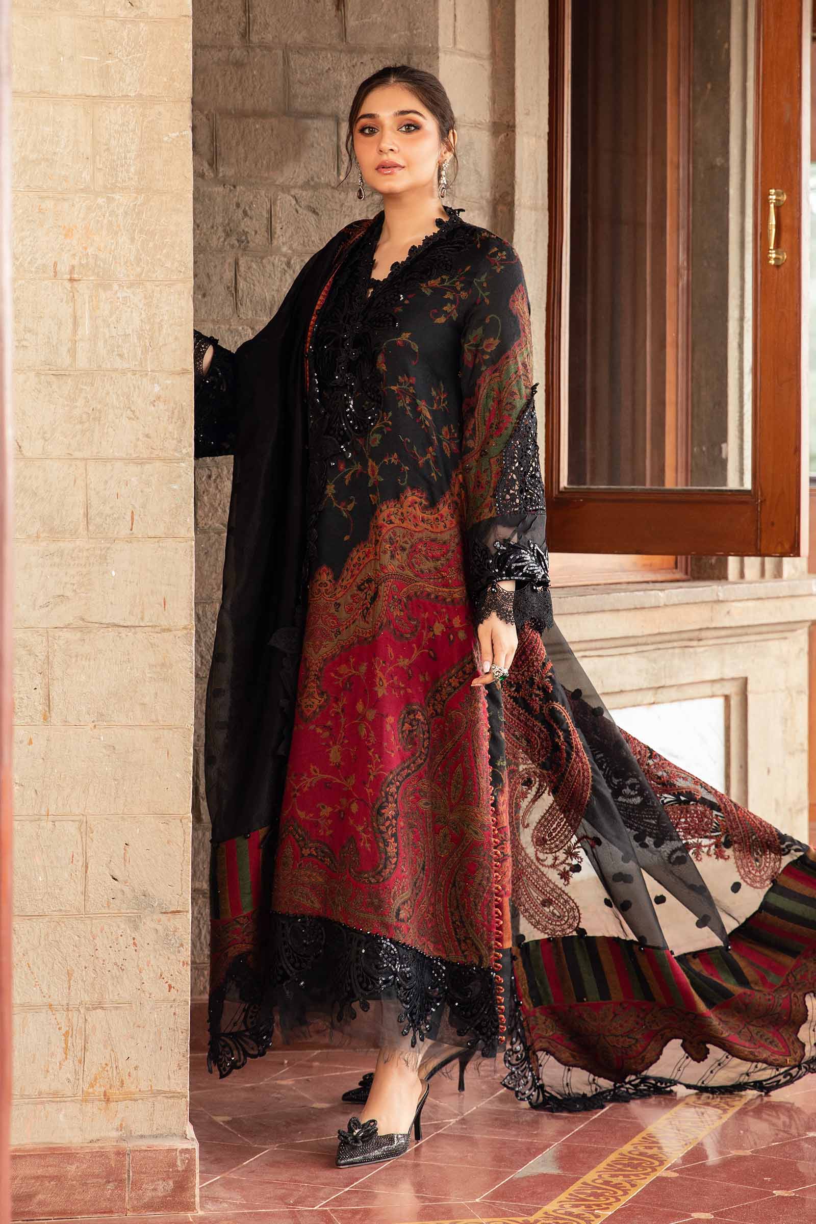 Video preview - 3 Piece Unstitched Embroidered Woven Suit | DL-1204