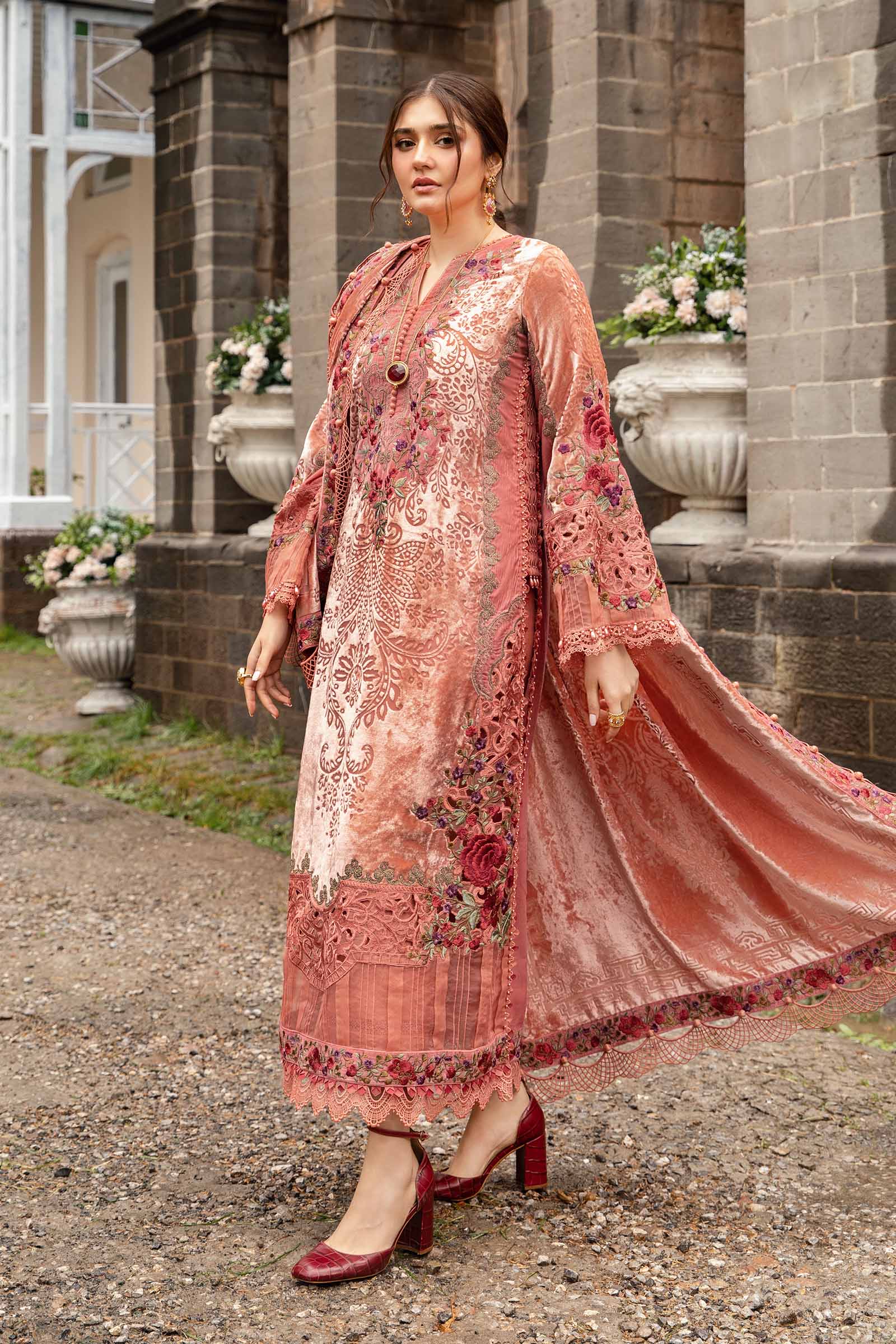 Video preview - 3 Piece Unstitched Embroidered Palachi Suit | DL-1206