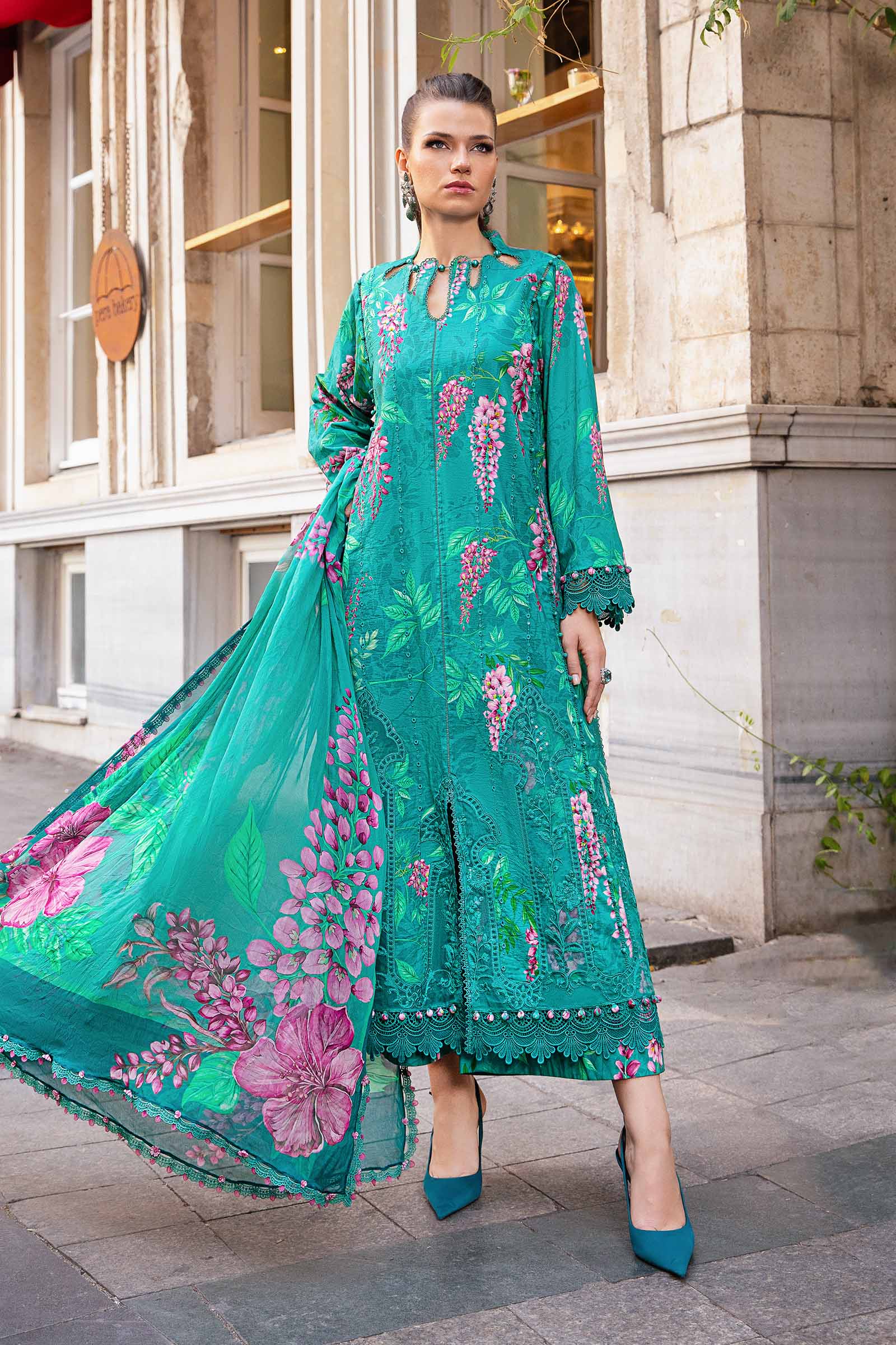 Video preview - 3 Piece Unstitched Printed Cambric Suit | MPT-2301-A