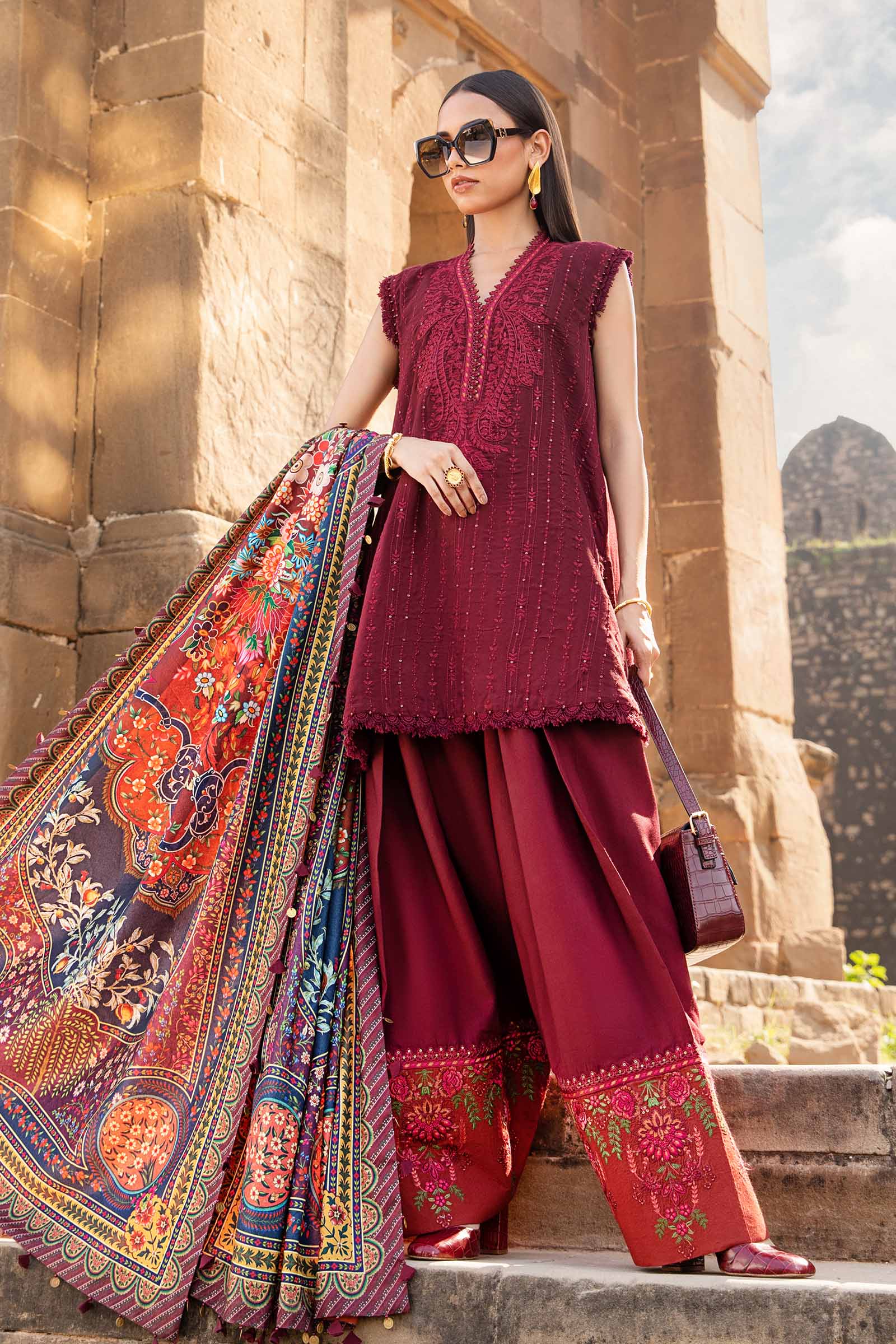 Video preview - 3 Piece Unstitched Printed Linen Suit | MPT-2407-B