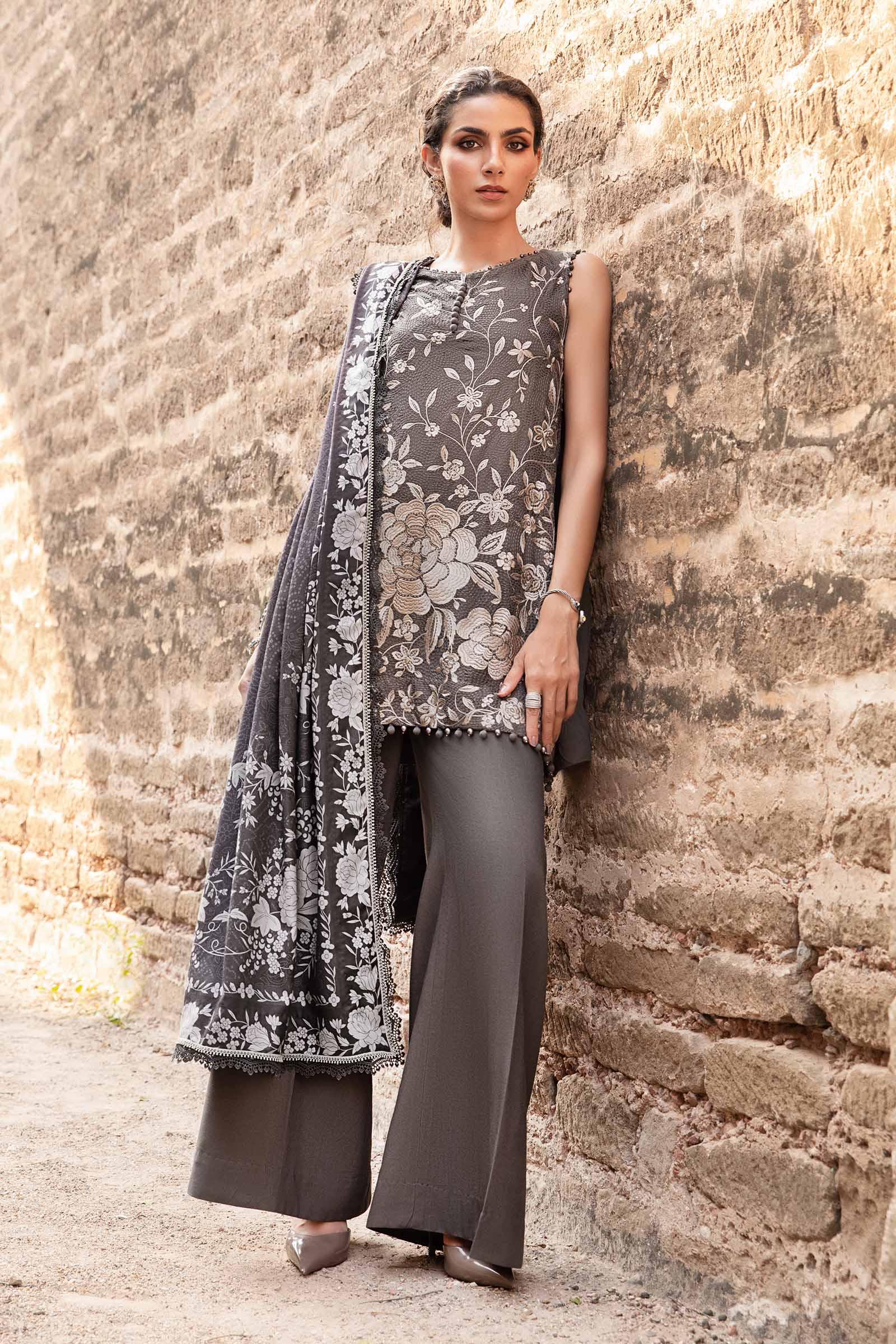 Video preview - 3 Piece Unstitched Printed Linen Suit | MPT-2408-B