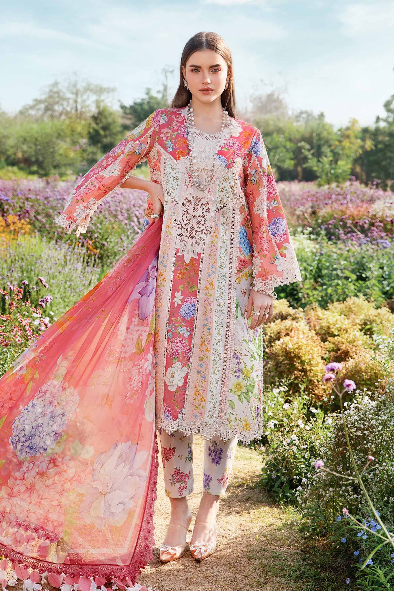 Video preview - 3 Piece Unstitched Printed Lawn Suit | MPT-2509-B