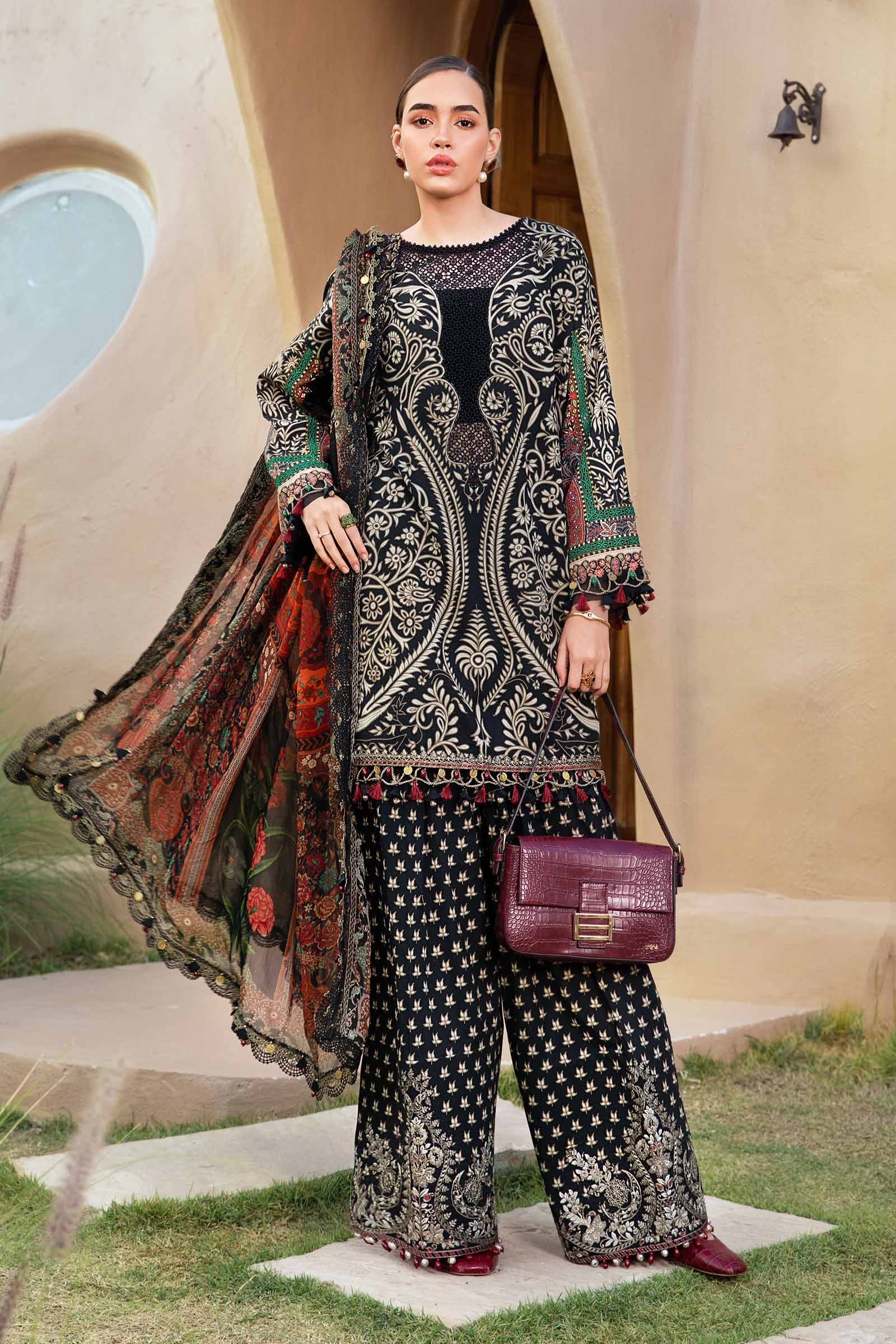 Video preview - 3 Piece Unstitched Printed Lawn Suit | MPT-2512-B