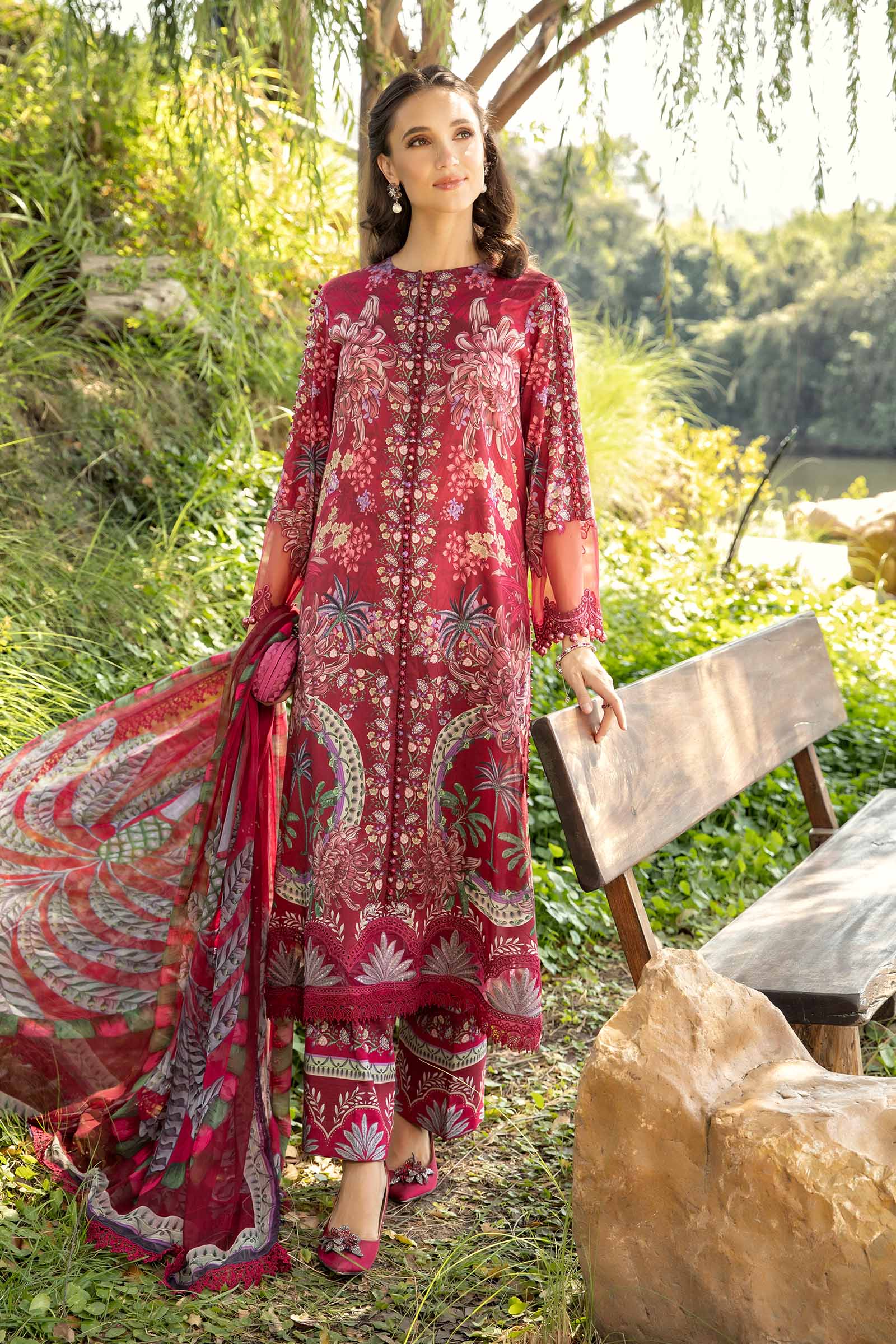 Video preview - 3 Piece Unstitched Printed Lawn Suit | MPT-2514-B
