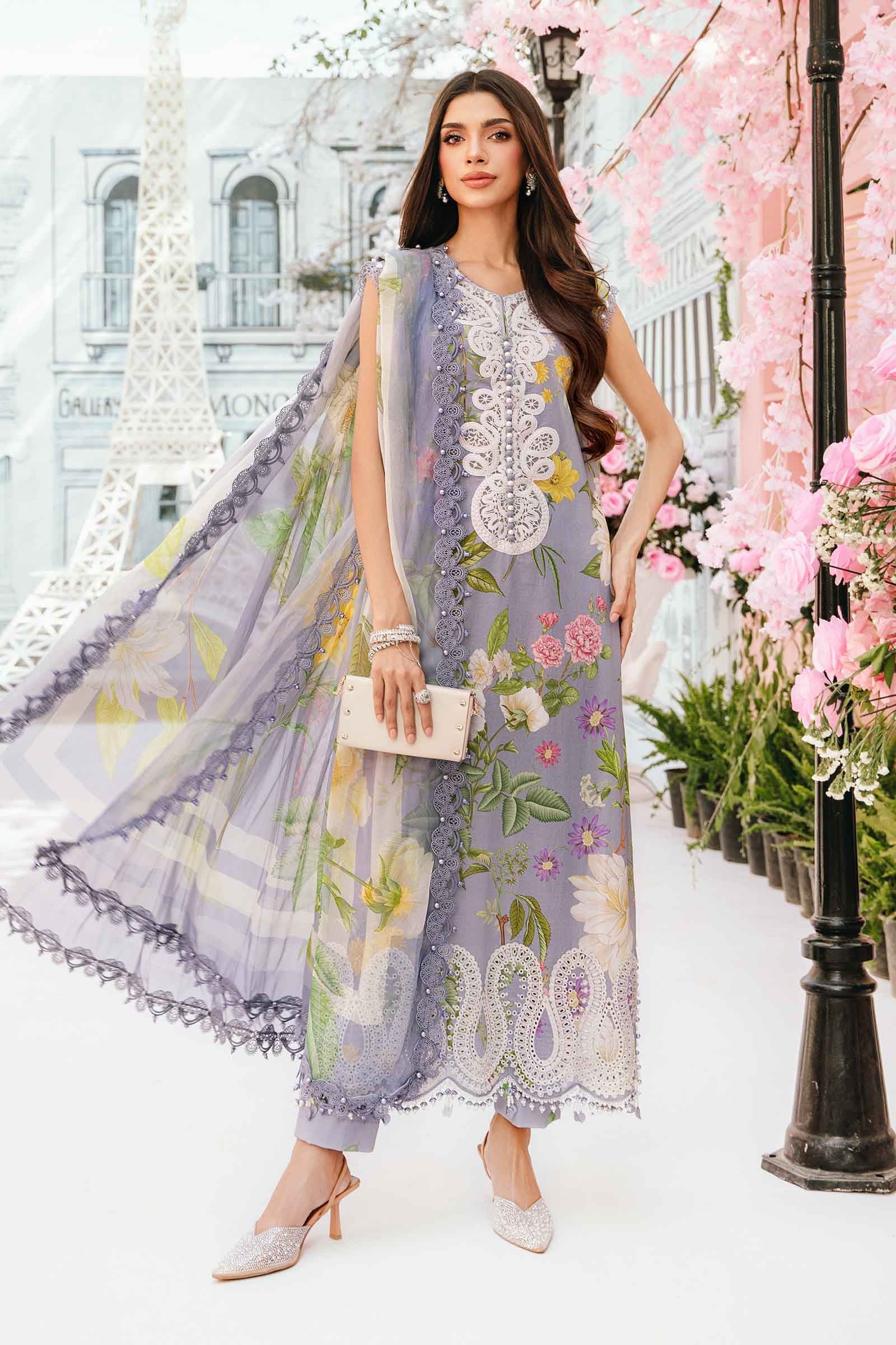 Video preview - 3 Piece Unstitched Embroidered Lawn Suit | MPT-2604-A