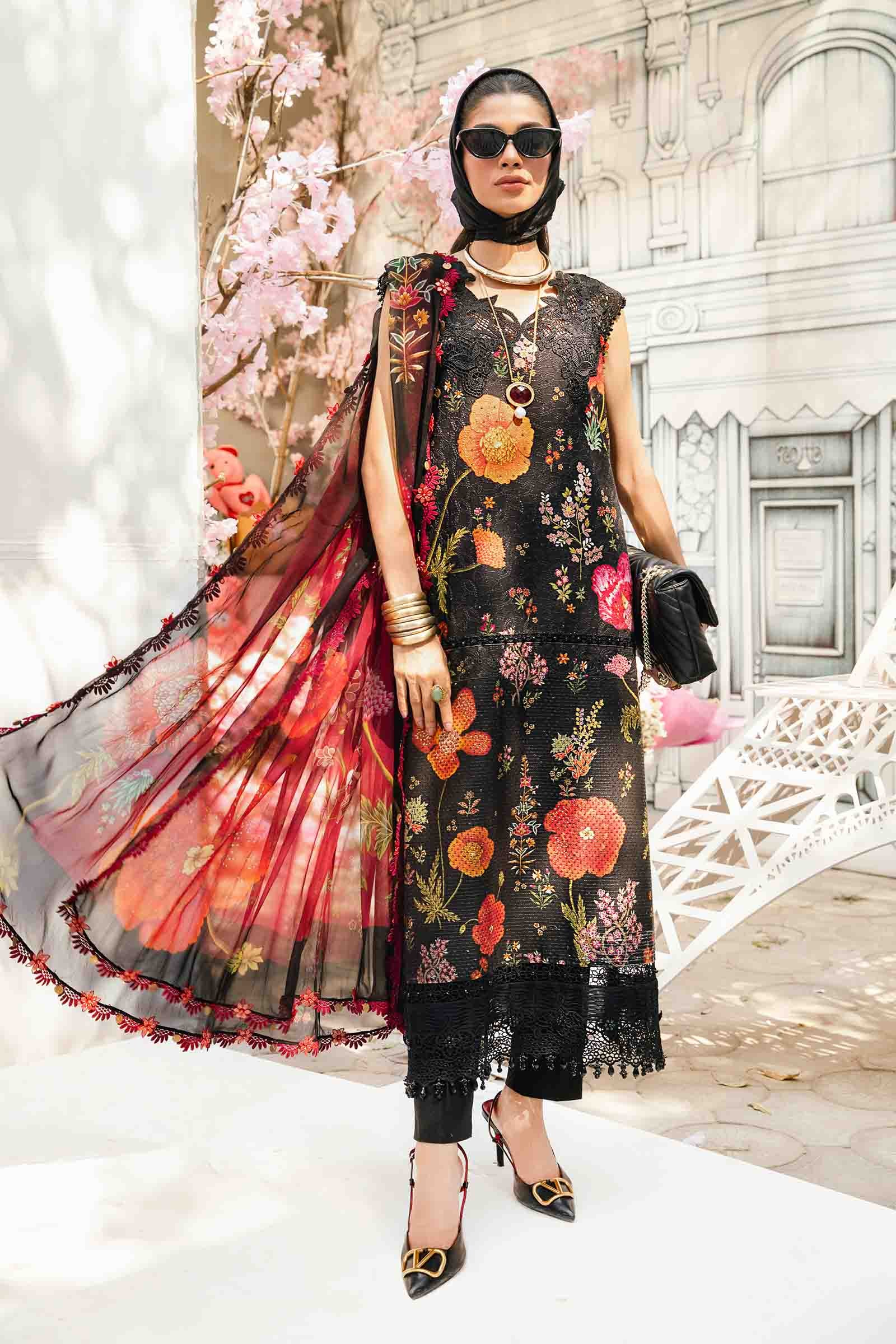 Video preview - 3 Piece Unstitched Embroidered Lawn Suit | MPT-2607-B