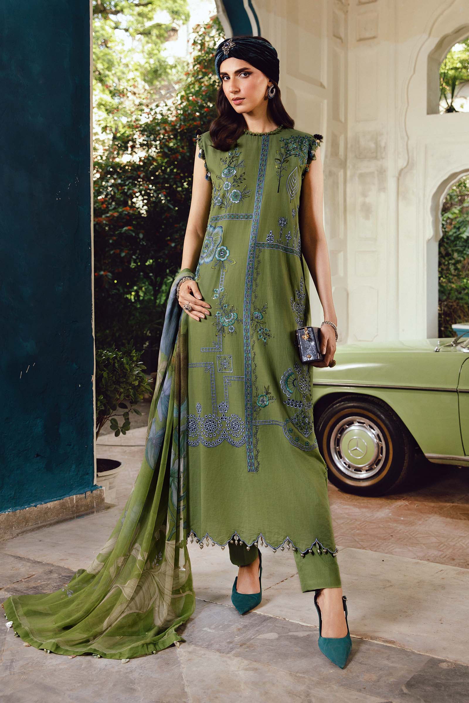 Video preview - 3 Piece Unstitched Embroidered Cambric Suit | MPT-2701-A