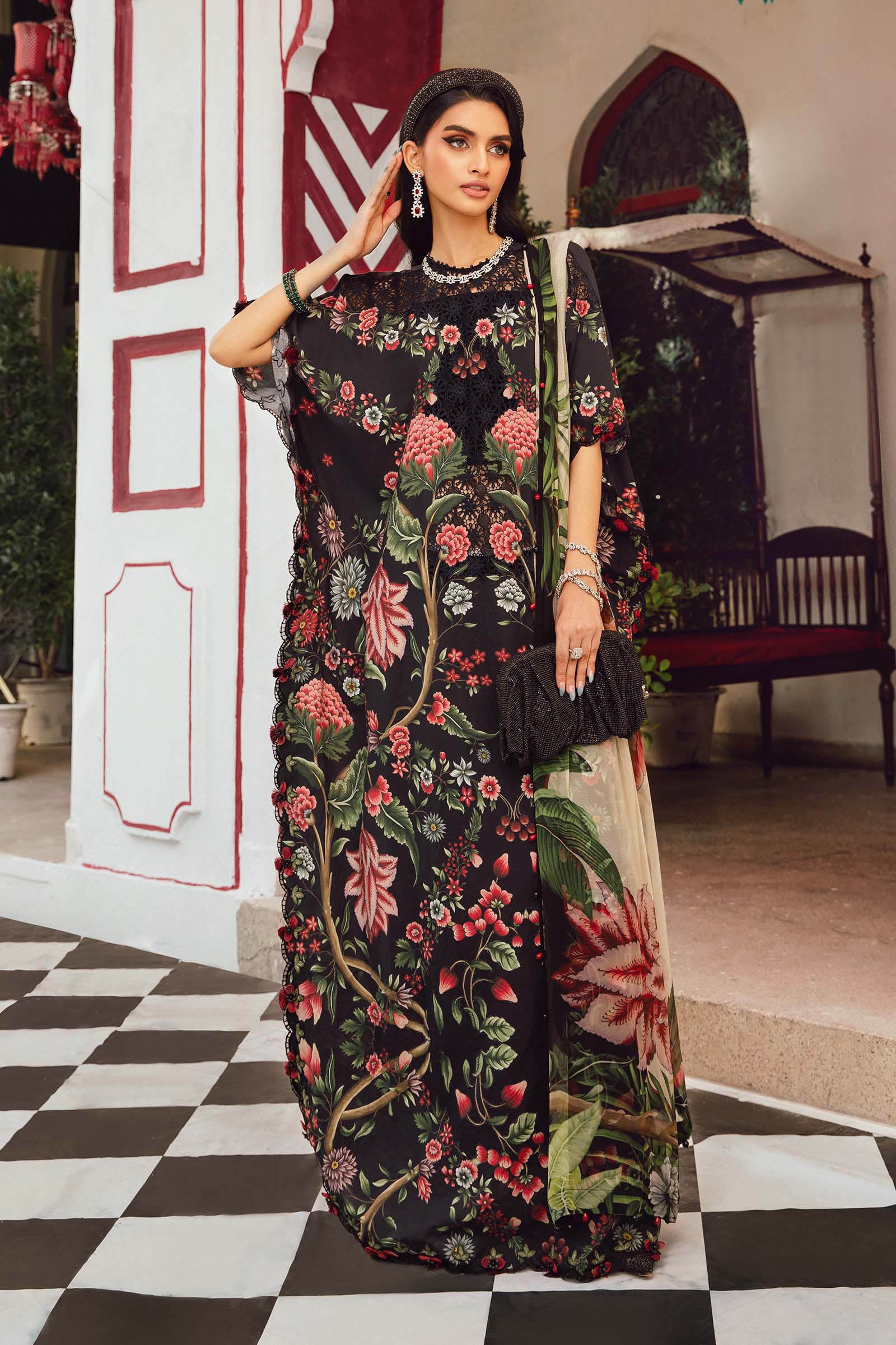 Video preview - 3 Piece Unstitched Embroidered Cambric Suit | MPT-2709-B