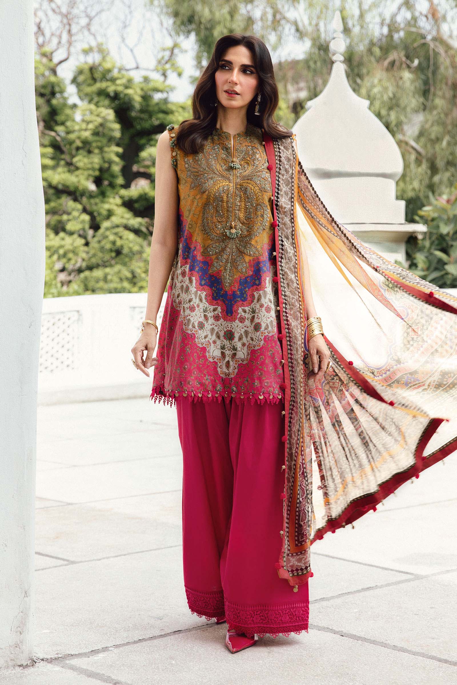 Video preview - 3 Piece Unstitched Embroidered Cambric Suit | MPT-2710-A