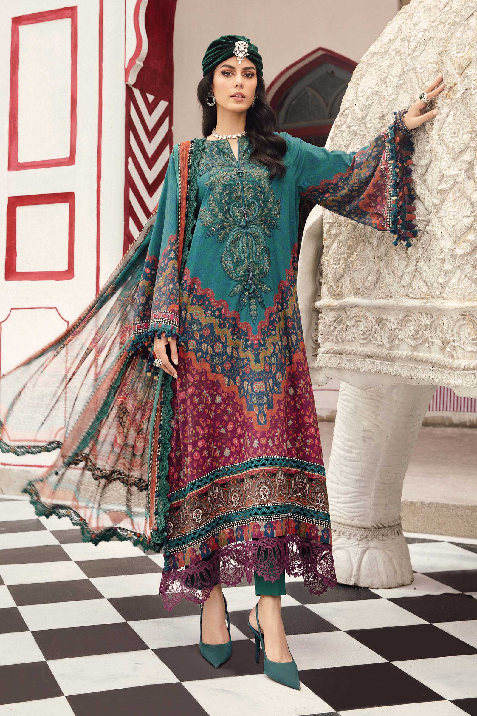 Video preview - 3 Piece Unstitched Embroidered Cambric Suit | MPT-2710-B