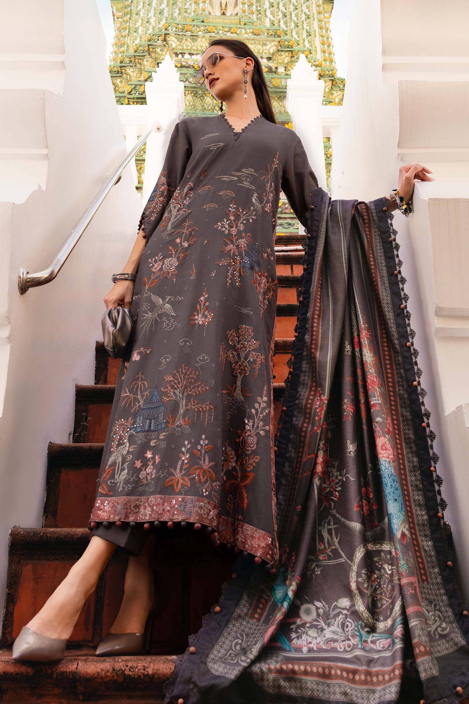 Video preview - 3 Piece Unstitched Embroidered Twill Linen Suit