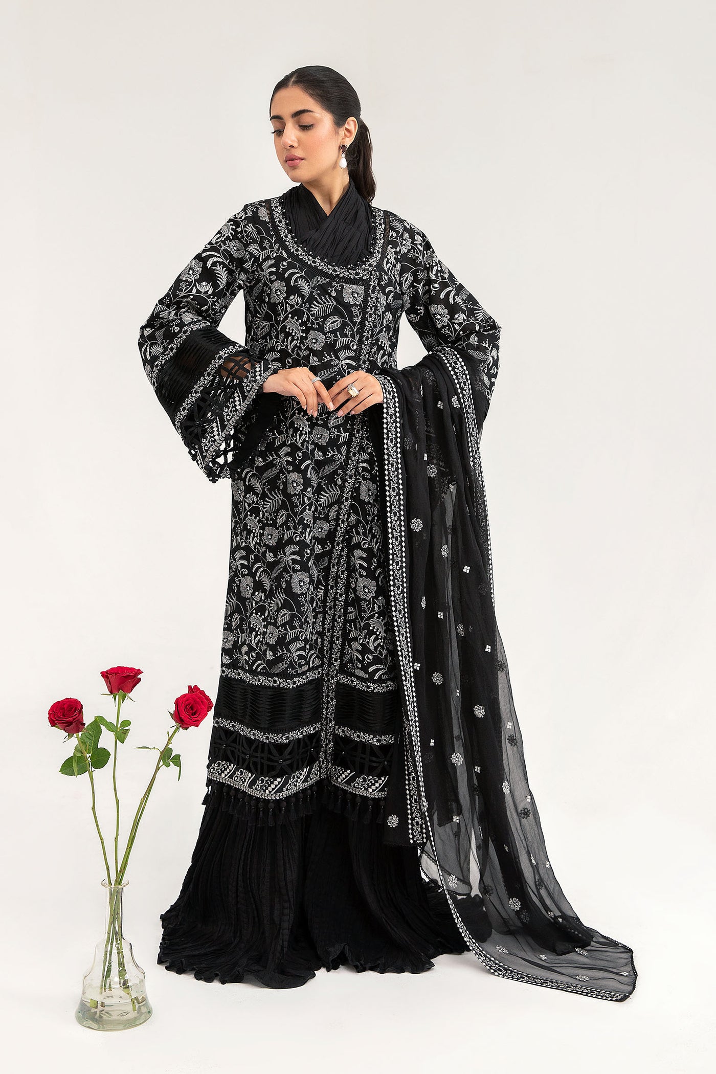 M.Luxe Fabrics Dupatta Black LF-406-D