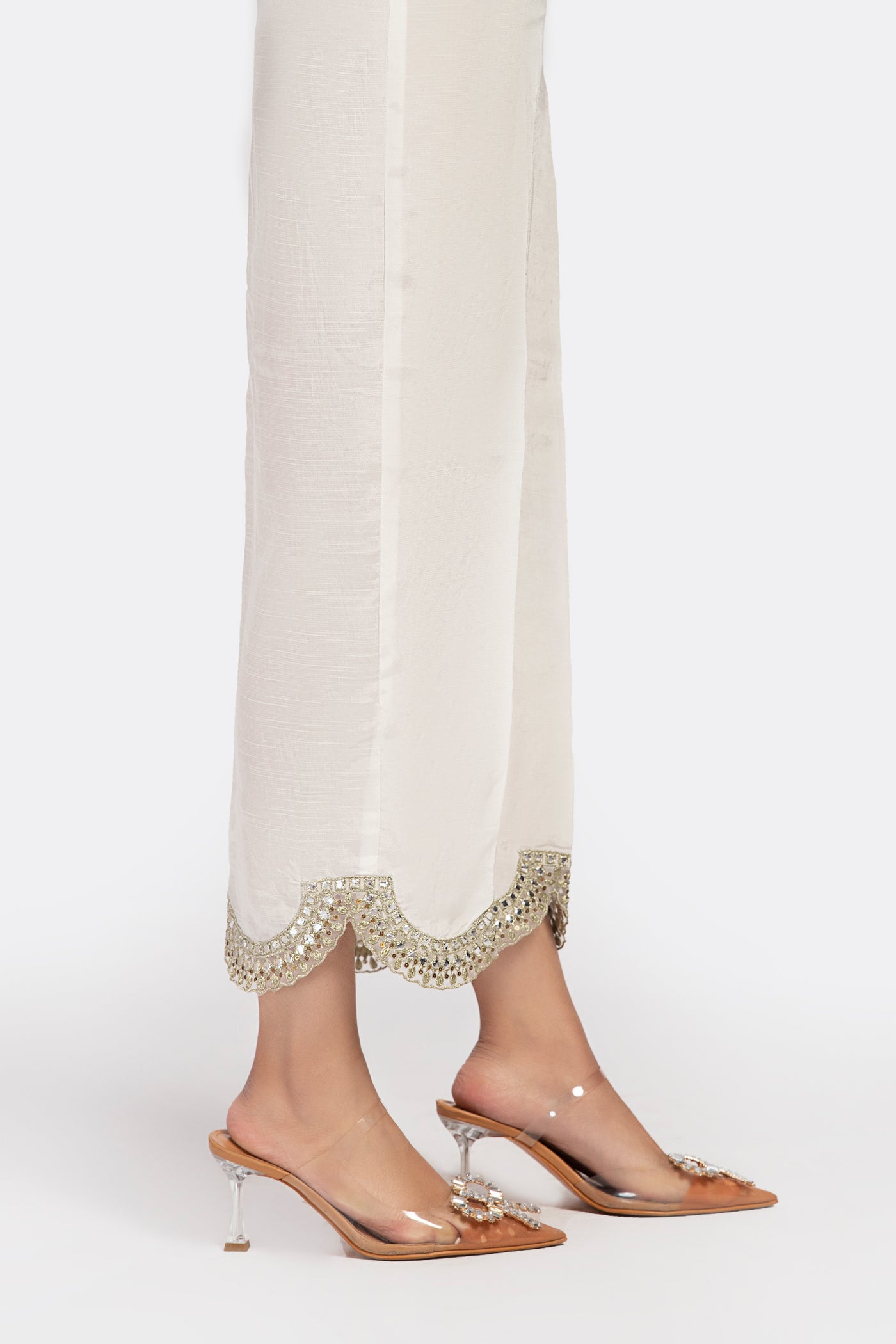 Embroidered Raw Silk Trouser | MB-EF23-145