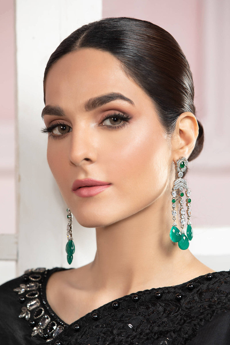 JER-051-Green agate with White rhodium