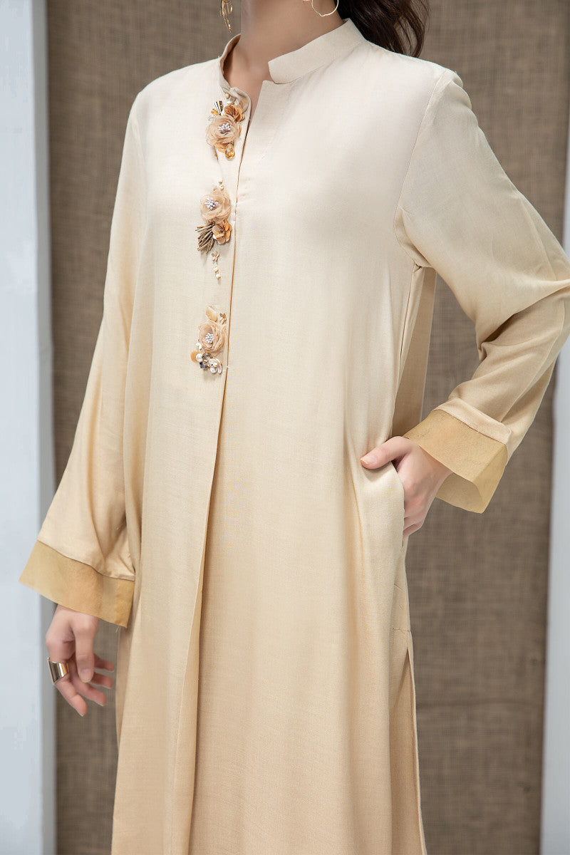 BNG Women Detailed Collar Two-Piece Beige Suit 4581 - Sassari